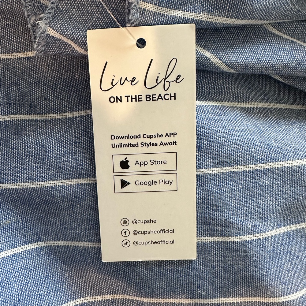 Dress - denim blue with white pinstripes - Picture 3 of 5